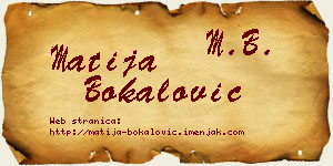Matija Bokalović vizit kartica